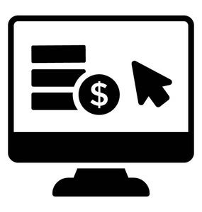 在线美元用美元符号表示在线支付的计算机照片
